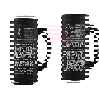 Emotional Support Husband Do Not Pet Vintage American Flag Coffee Mug | Mazezy
