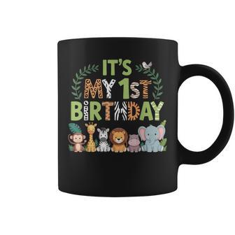 Es Mi Primer Cumpleaños Zoo Familia Animal 1 Año Taza de café - Regaloses