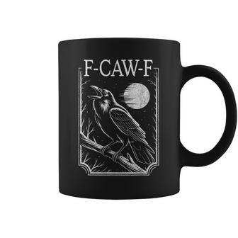 F-Caw-F Crow Minimal – Retro Gothic Black Bird Raven Coffee Mug - Monsterry