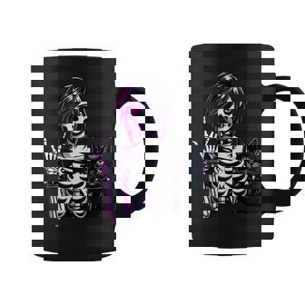 Fille Punk Avec Chat Fille Gothique Amoureuse Des Chatsquelette Emo Punk Tasse - Cadeauxyz