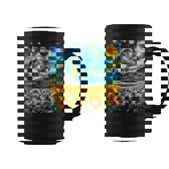 Flor Floral De Girasol Estiloan Gogh Arte De Noche Estrellada Taza de café - Regaloses
