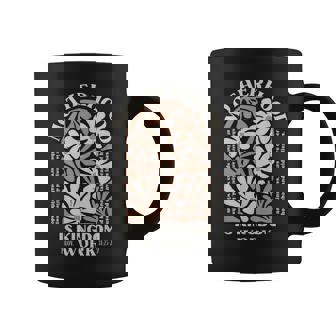 Floral Retro Motherhood Is Kingdom Work Mama Coffee Mug | Mazezy