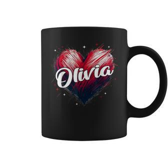 Girl Retro Olivia Nombre Personalizado 80 90 Taza de café - Regaloses