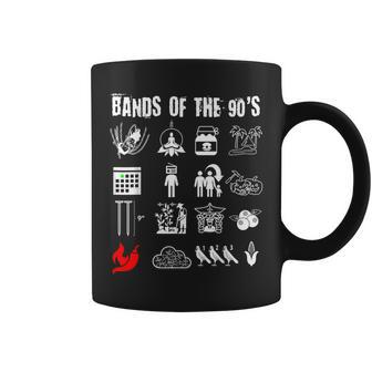 Nerdy Iconic Alternative Rock Bands Of The 90S White Coffee Mug - Monsterry