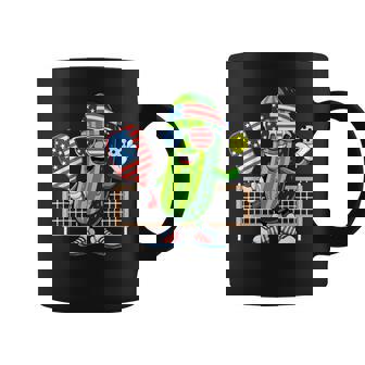 Patriotic Pickle Playing Pickleball Paddle 4Th Of July Coffee Mug - Monsterry