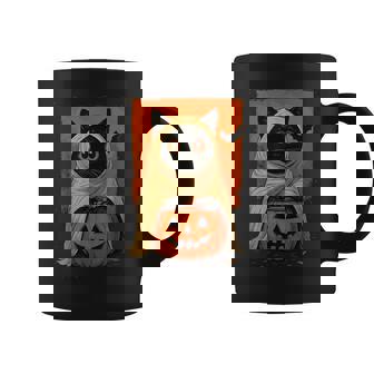 Vintage Black Cat Halloween Pumpkin Spooky Ghost Women Coffee Mug | Mazezy