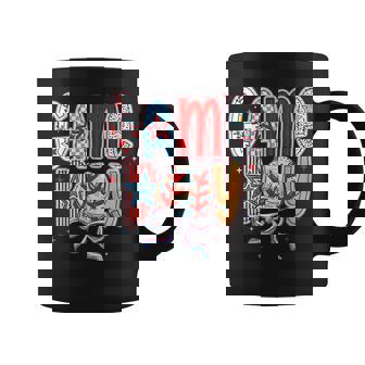 Game Day Baseball Coquette Mama Checkered Mother's Day Coffee Mug - Seseable
