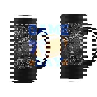 Game Day Football Season Football Mama Girl Blue Gold Vibes Coffee Mug | Mazezy