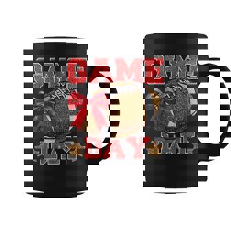 Game Day Football Season Football Mama Girl Red Gold Vibes Coffee Mug - Monsterry