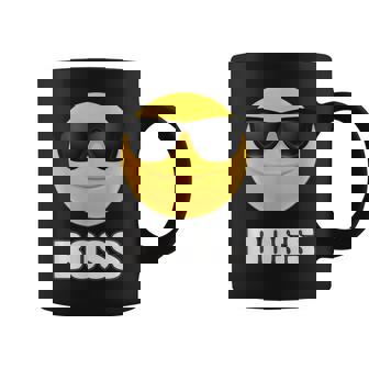 Girl & Boy Boss サングラス 顔文字シャツ クールな顔 コーヒーマグ - Kawaiitshirt