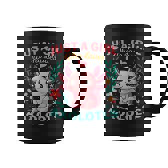 A Girl Loves Axolotls Colorful Flowers Axolotl Lover Women Coffee Mug | Mazezy