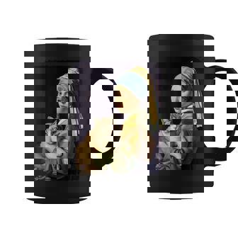 Girl With A Pearl Earring And A Cat 名画パロディ アート猫 コーヒーマグ - Kawaiitshirt