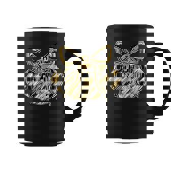 Gold Black Football Coquette Bow Game Day Touchdown Season Coffee Mug | Mazezy
