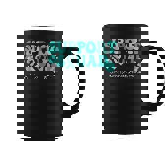 Groovy Support Squad Ovarian Cancer Awareness White Ribbon Coffee Mug | Seseable CA