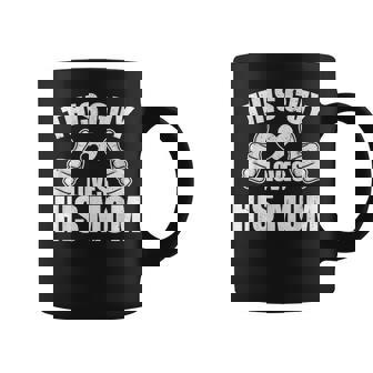 This Guy Loves His Mom Heart Thumbs Up Son Mamas Boy Coffee Mug | Mazezy