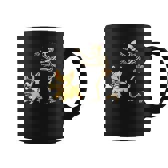 Halloween Dog Skeleton Chasing French Bulldog Coffee Mug | Seseable FR