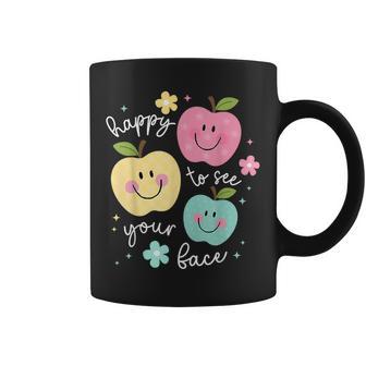 Happy To See Your Face Groovy Apple Smile Face Teacher Coffee Mug - Thegiftio