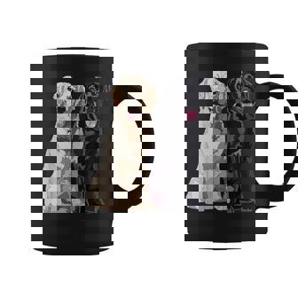 Happy Two Labradors ゴールデンブラック ラボレトリバー Mom Dad コーヒーマグ - Kawaiitshirt