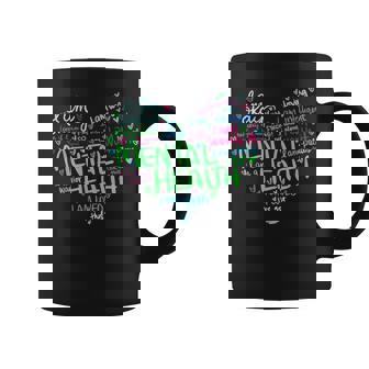 Heart I Wear Green For Mental Health Awareness Month Ribbon Coffee Mug | Mazezy