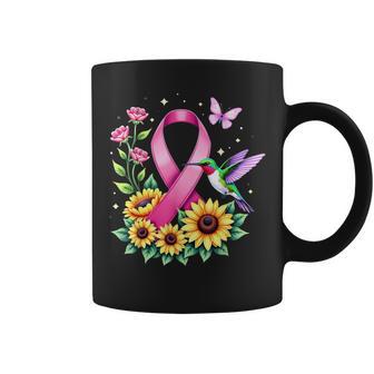 Hummingbird Sunflower Pink Ribbon Breast Cancer Awareness Coffee Mug - Thegiftio