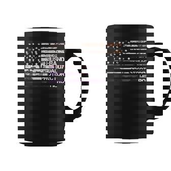 Husband Daddy Protector Hero American Flag Cool Dad コーヒーマグ - Kawaiitshirt