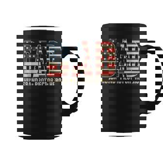 Husband Daddy Protector Hero Fathers Day American Flag Mens Coffee Mug - Thegiftio