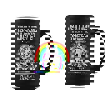 Instalación Del Entrenamiento De Levantamiento De Pesas Muscles Unicorn Rainbow Taza de café - Regaloses