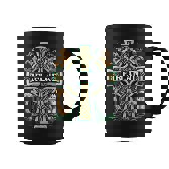 Ireland St Patrick Day Celtic Cross Green Celebration Irish Coffee Mug - Monsterry