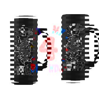 It's My 4Th Birthday Spider Theme Party Boys 4 Years Old Coffee Mug | Mazezy