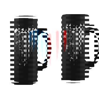 Jet Airplane Heart Red White Blue American Flag 4Th Of July Coffee Mug - Monsterry