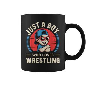 Just A Boy Who Loves Wrestling Retro Vintage Coffee Mug - Thegiftio UK