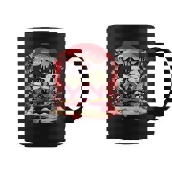 Kawaii Japonés Parejasamurai Ninja Gatos Guerrero Arte Taza de café - Regaloses