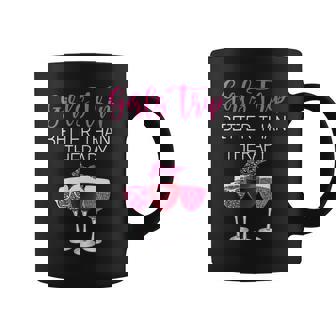 Ladies Girls Trip Better Than Therapy Leopard Print Wine Glasses Tassen - Seseable