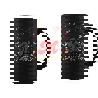 Letra M Nombre Inicial Con Flores Y Mariposas M Alfapeto Taza de café - Regaloses