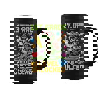 Level Unlocked 1St Grade Dinosaur Back To School Gamer Boys Coffee Mug | Mazezy