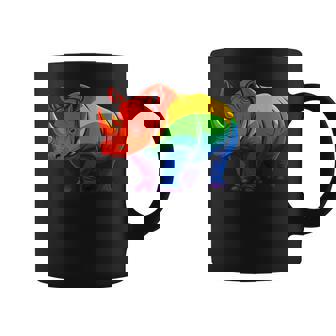 Lgbt 力強い虹色のサイ Rainbow Rhinoceros Graphic コーヒーマグ - Kawaiitshirt