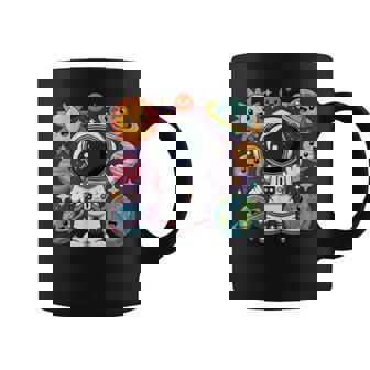 Lindo Astronauta Kawaii Con Planetas Felices Y Espacio De Estrellas Taza de café - Regaloses