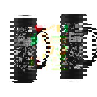 I Love Ireland。手描きアイルランドのランドマーク、旗、地図 コーヒーマグ - Kawaiitshirt