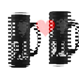 I Love Pj PJ ハート アンティーク調 長袖tシャツ コーヒーマグ - Kawaiitshirt