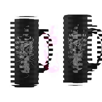 I Love Rock And Roll Pink Guitar Angel Wings Vintage Coffee Mug - Thegiftio