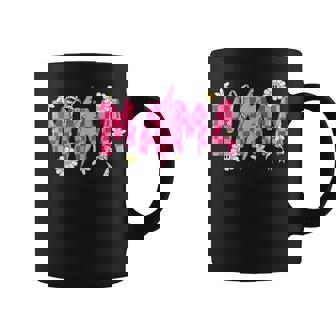 Mama Pink Checkered Flowers Coquette Bow Groovy Mother's Day Coffee Mug - Monsterry