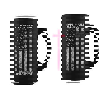 Man Of God Husband Dad Protector Religious Cross Fathers Day Coffee Mug - Monsterry