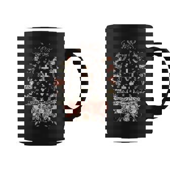 Marian Catholic Virgin Mary Marian Floral Cross Religious Coffee Mug | Mazezy