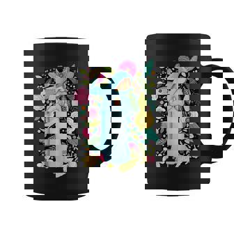 Marian Floral Blessed Mother Mary Catholic Girls Coffee Mug - Monsterry