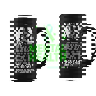 In May We Wear Green Mental Health Awareness Green Ribbon Coffee Mug - Thegiftio UK