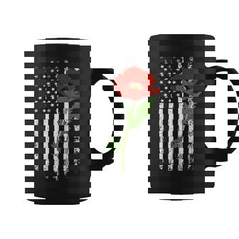 Memorial Day Red Poppy American Flag Veteran Military Coffee Mug - Thegiftio