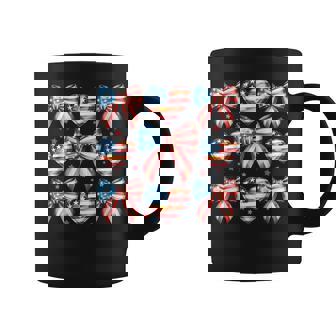 Memorial Veteran 4Th Of July Usa Flag Bow Coquette Girls Coffee Mug - Monsterry