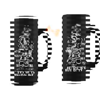 Messy Bun Coffee Never Better Skeleton Coquette Bow Coffee Mug | Seseable CA