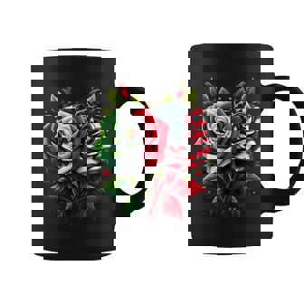 Mexico Usa Flag Mexican Flag American Flag Rose Flower Coffee Mug - Monsterry