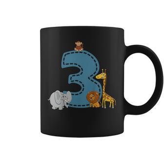 Niños 3 Cumpleaños Niño Niña Zoo Elefante Jirafa 3 Años Taza de café - Regaloses